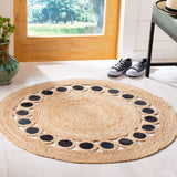 Beige Blue Jute Braided Round Rugfor Living Room – Living handmade by LoomifyHome