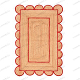Natural Jute Rug Scalloped Edge Rug, Scalloped Jute Rug, Bohemian Rug, Jute Scalloped Rug, Jute Rug Rectangular, Scallop
