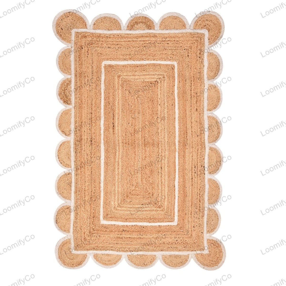 Natural Jute Rug Scalloped Edge Rug, Scalloped Jute Rug, Bohemian Rug, Jute Scalloped Rug, Jute Rug Rectangular, Scallop