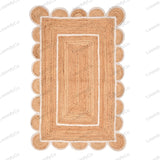 Natural Jute Rug Scalloped Edge Rug, Scalloped Jute Rug, Bohemian Rug, Jute Scalloped Rug, Jute Rug Rectangular, Scallop