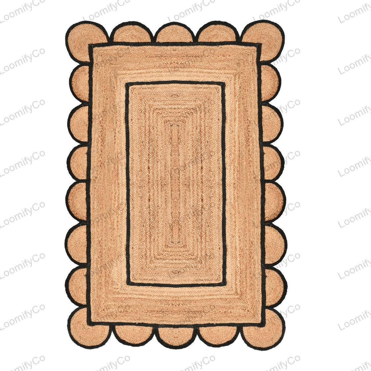 Natural Jute Rug Scalloped Edge Rug, Scalloped Jute Rug, Bohemian Rug, Jute Scalloped Rug, Jute Rug Rectangular, Scallop