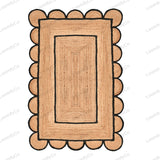 Natural Jute Rug Scalloped Edge Rug, Scalloped Jute Rug, Bohemian Rug, Jute Scalloped Rug, Jute Rug Rectangular, Scallop