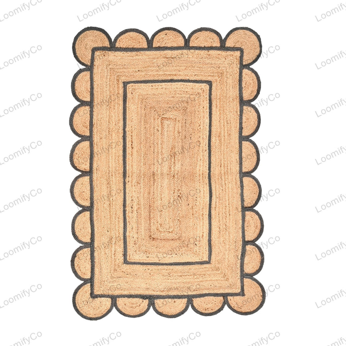 Natural Jute Rug Scalloped Edge Rug, Scalloped Jute Rug, Bohemian Rug, Jute Scalloped Rug, Jute Rug Rectangular, Scallop