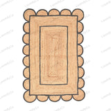 Natural Jute Rug Scalloped Edge Rug, Scalloped Jute Rug, Bohemian Rug, Jute Scalloped Rug, Jute Rug Rectangular, Scallop
