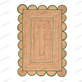 Natural Jute Rug Scalloped Edge Rug, Scalloped Jute Rug, Bohemian Rug, Jute Scalloped Rug, Jute Rug Rectangular, Scallop