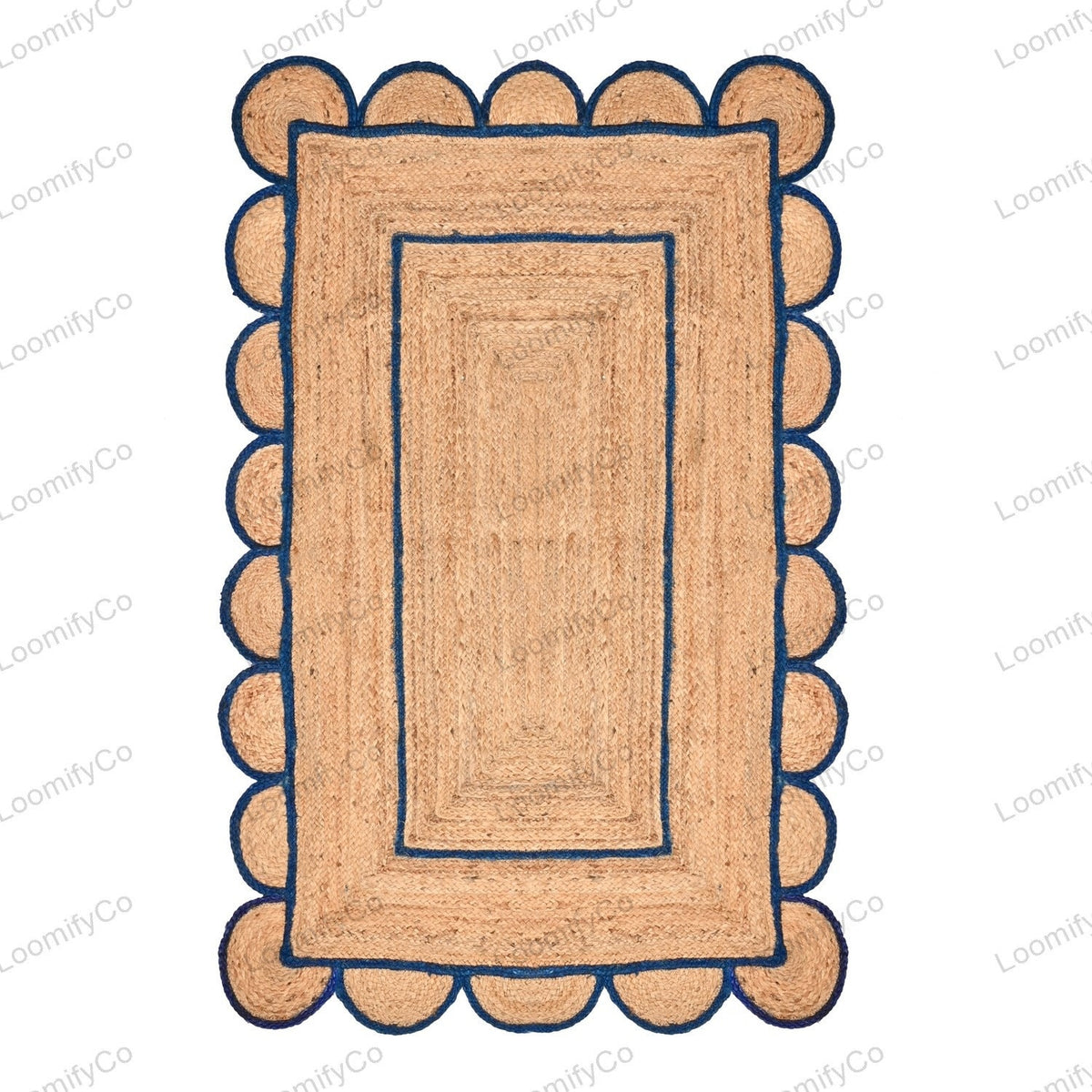 Natural Jute Rug Scalloped Edge Rug, Scalloped Jute Rug, Bohemian Rug, Jute Scalloped Rug, Jute Rug Rectangular, Scallop