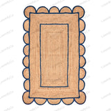 Natural Jute Rug Scalloped Edge Rug, Scalloped Jute Rug, Bohemian Rug, Jute Scalloped Rug, Jute Rug Rectangular, Scallop