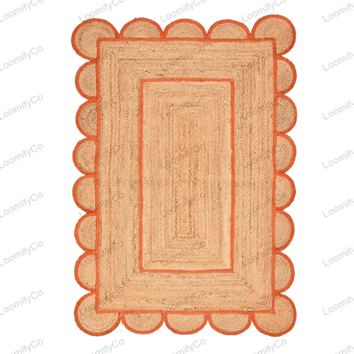 Natural Jute Rug Scalloped Edge Rug, Scalloped Jute Rug, Bohemian Rug, Jute Scalloped Rug, Jute Rug Rectangular, Scallop