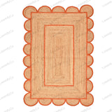 Natural Jute Rug Scalloped Edge Rug, Scalloped Jute Rug, Bohemian Rug, Jute Scalloped Rug, Jute Rug Rectangular, Scallop