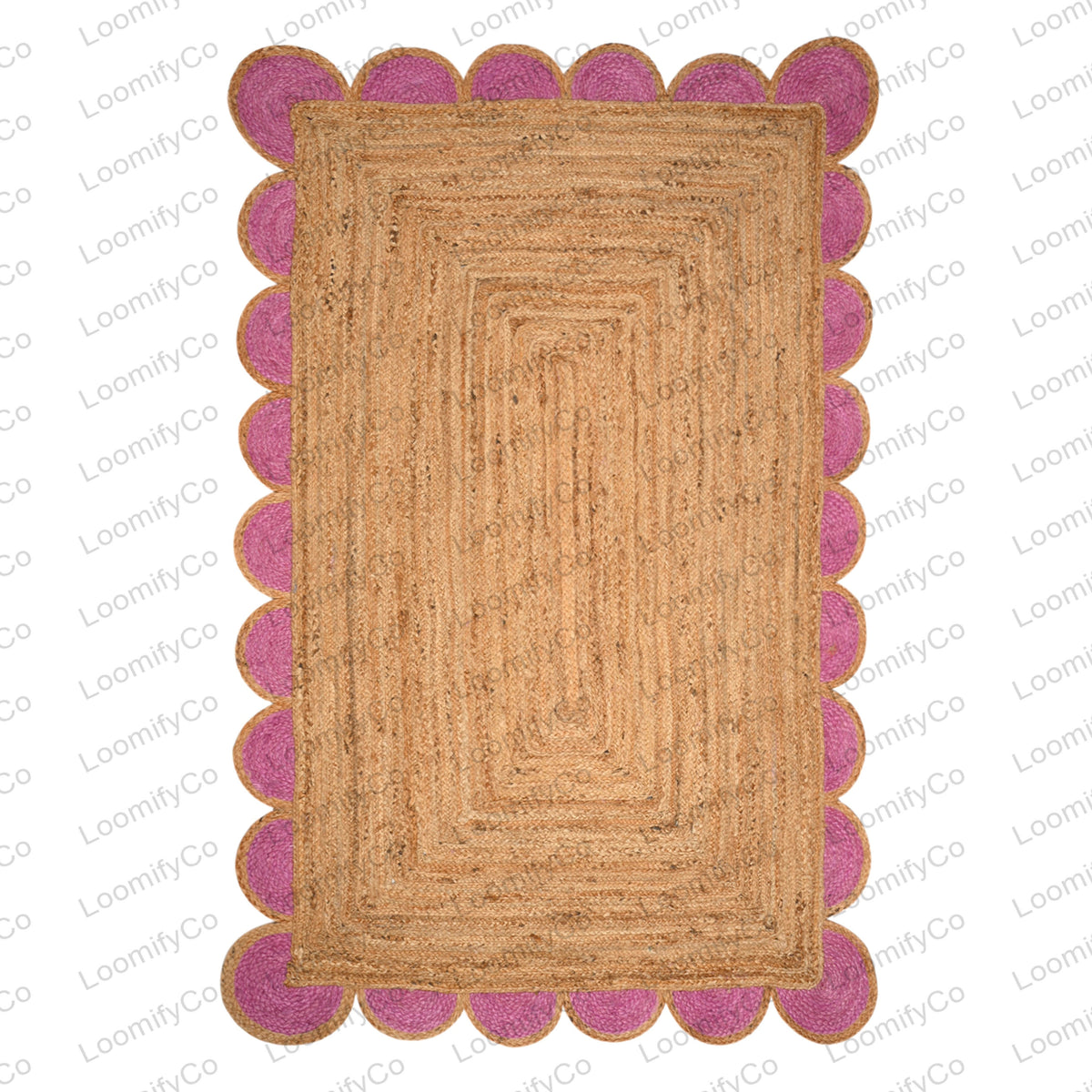 Natural Jute Scalloped Rug, Bohemian Scallop Rug Jute Runner Rug Jute Area Rug Boho Decor Rug 8x10 Scallop Jute Rug