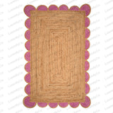 Natural Jute Scalloped Rug, Bohemian Scallop Rug Jute Runner Rug Jute Area Rug Boho Decor Rug 8x10 Scallop Jute Rug