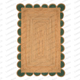 Natural Jute Scalloped Rug, Bohemian Scallop Rug Jute Runner Rug Jute Area Rug Boho Decor Rug 8x10 Scallop Jute Rug