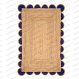 Natural Jute Scalloped Rug, Bohemian Scallop Rug Jute Runner Rug Jute Area Rug Boho Decor Rug 8x10 Scallop Jute Rug