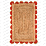 Natural Jute Scalloped Rug, Bohemian Scallop Rug Jute Runner Rug Jute Area Rug Boho Decor Rug 8x10 Scallop Jute Rug