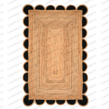Natural Jute Scalloped Rug, Bohemian Scallop Rug Jute Runner Rug Jute Area Rug Boho Decor Rug 8x10 Scallop Jute Rug