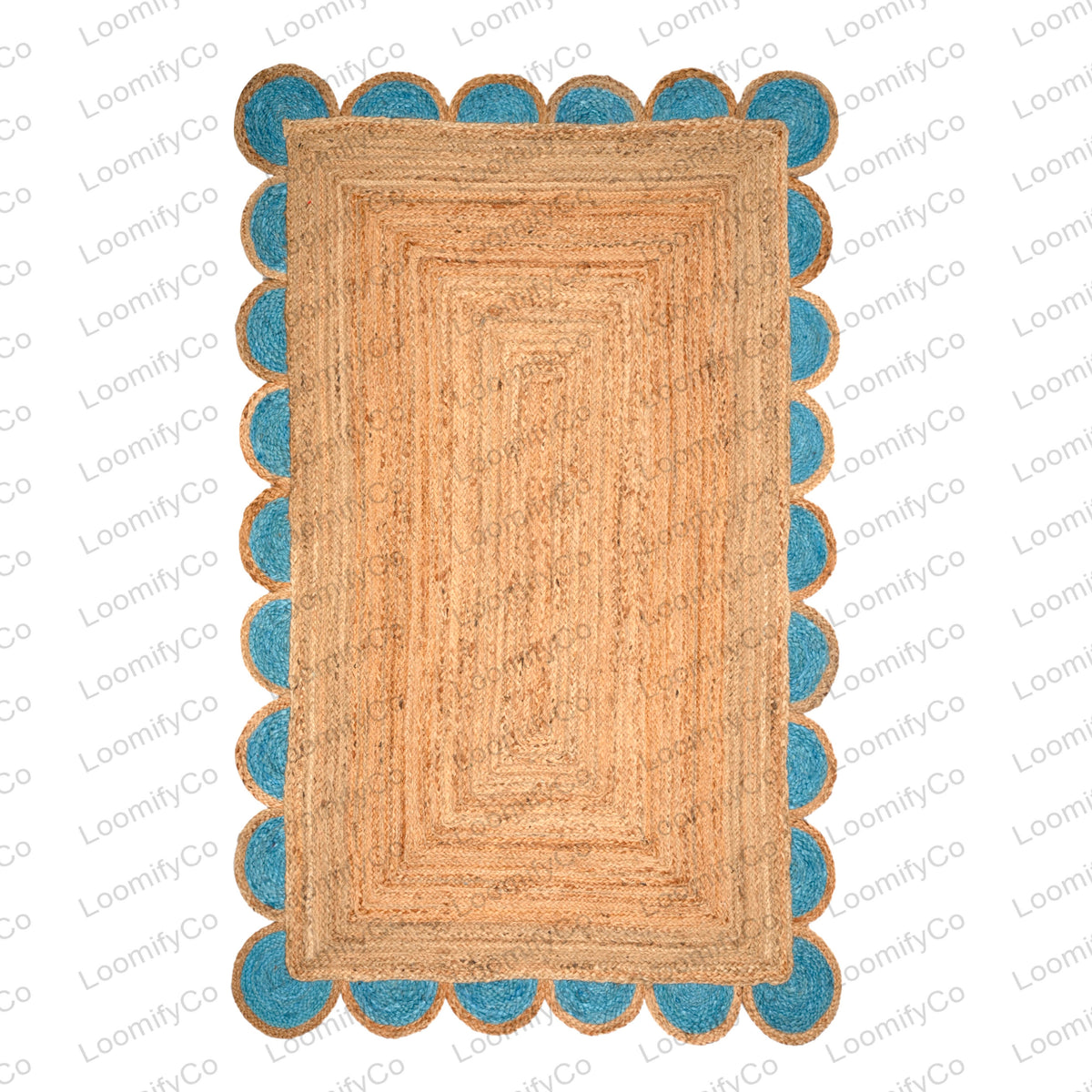Natural Jute Scalloped Rug, Bohemian Scallop Rug Jute Runner Rug Jute Area Rug Boho Decor Rug 8x10 Scallop Jute Rug