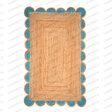 Natural Jute Scalloped Rug, Bohemian Scallop Rug Jute Runner Rug Jute Area Rug Boho Decor Rug 8x10 Scallop Jute Rug