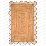 Natural Jute Scalloped Rug, Bohemian Scallop Rug Jute Runner Rug Jute Area Rug Boho Decor Rug 8x10 Scallop Jute Rug