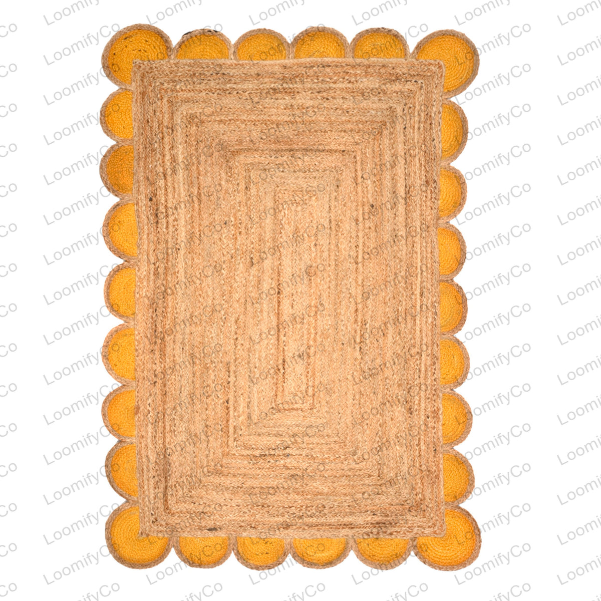 Natural Jute Scalloped Rug, Bohemian Scallop Rug Jute Runner Rug Jute Area Rug Boho Decor Rug 8x10 Scallop Jute Rug