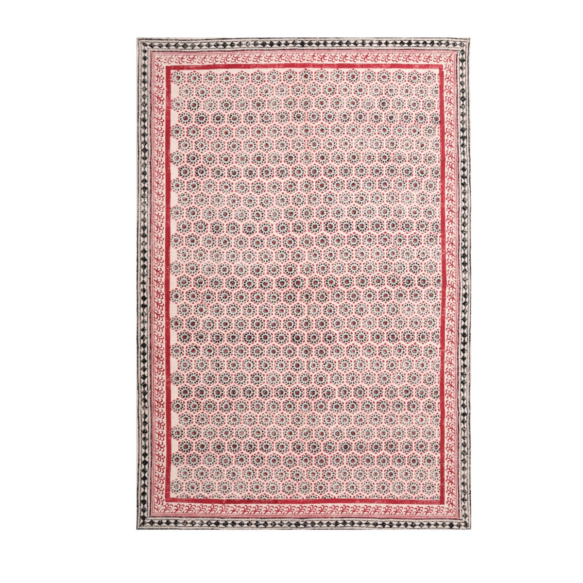 Custom Size Cotton Rug Boho Area Rug Cotton Carpet Handwoven Cotton Block Print Rug Washable Area Carpet for Living room,