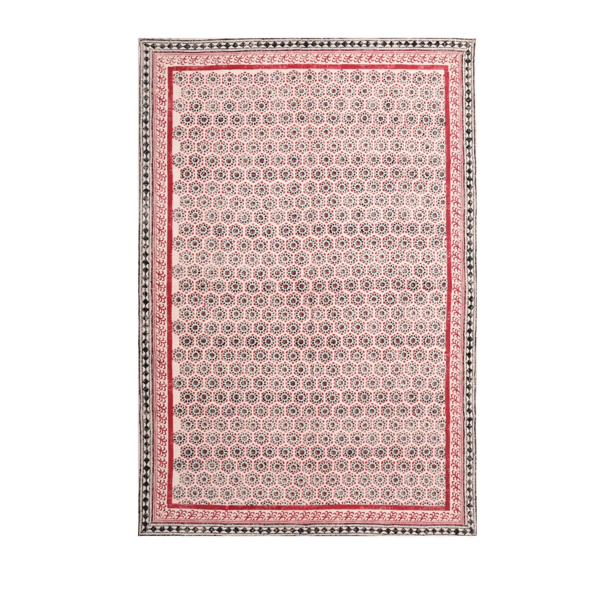 Custom Size Cotton Rug Boho Area Rug Cotton Carpet Handwoven Cotton Block Print Rug Washable Area Carpet for Living room,