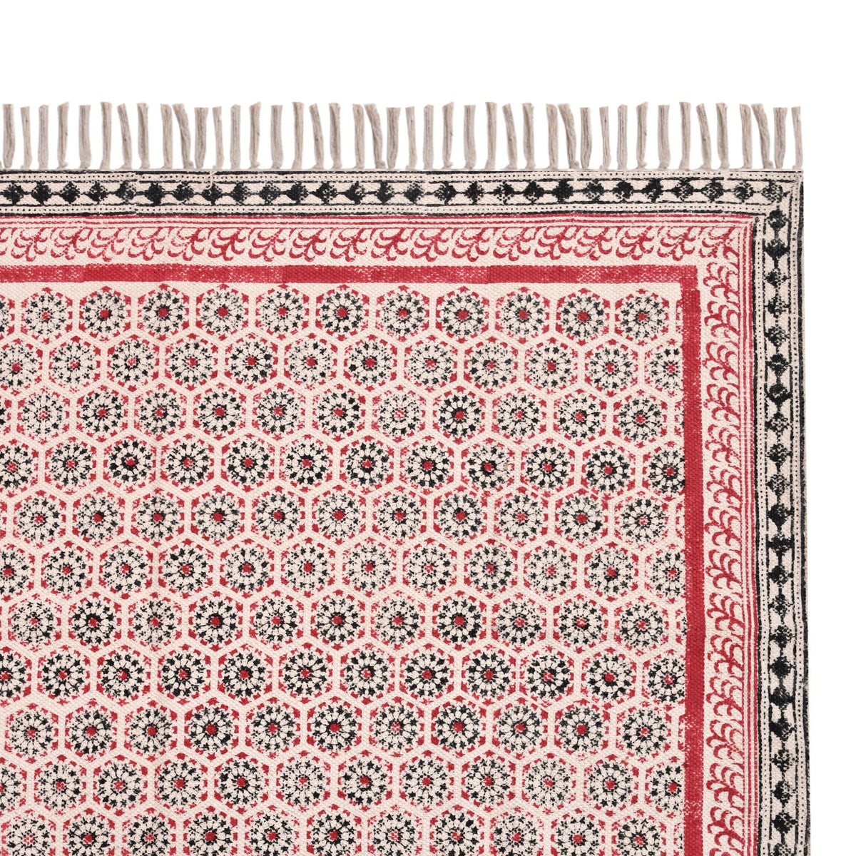 Custom Size Cotton Rug Boho Area Rug Cotton Carpet Handwoven Cotton Block Print Rug Washable Area Carpet for Living room,