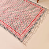 Custom Size Cotton Rug Boho Area Rug Cotton Carpet Handwoven Cotton Block Print Rug Washable Area Carpet for Living room,