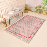 Custom Size Cotton Rug Boho Area Rug Cotton Carpet Handwoven Cotton Block Print Rug Washable Area Carpet for Living room,