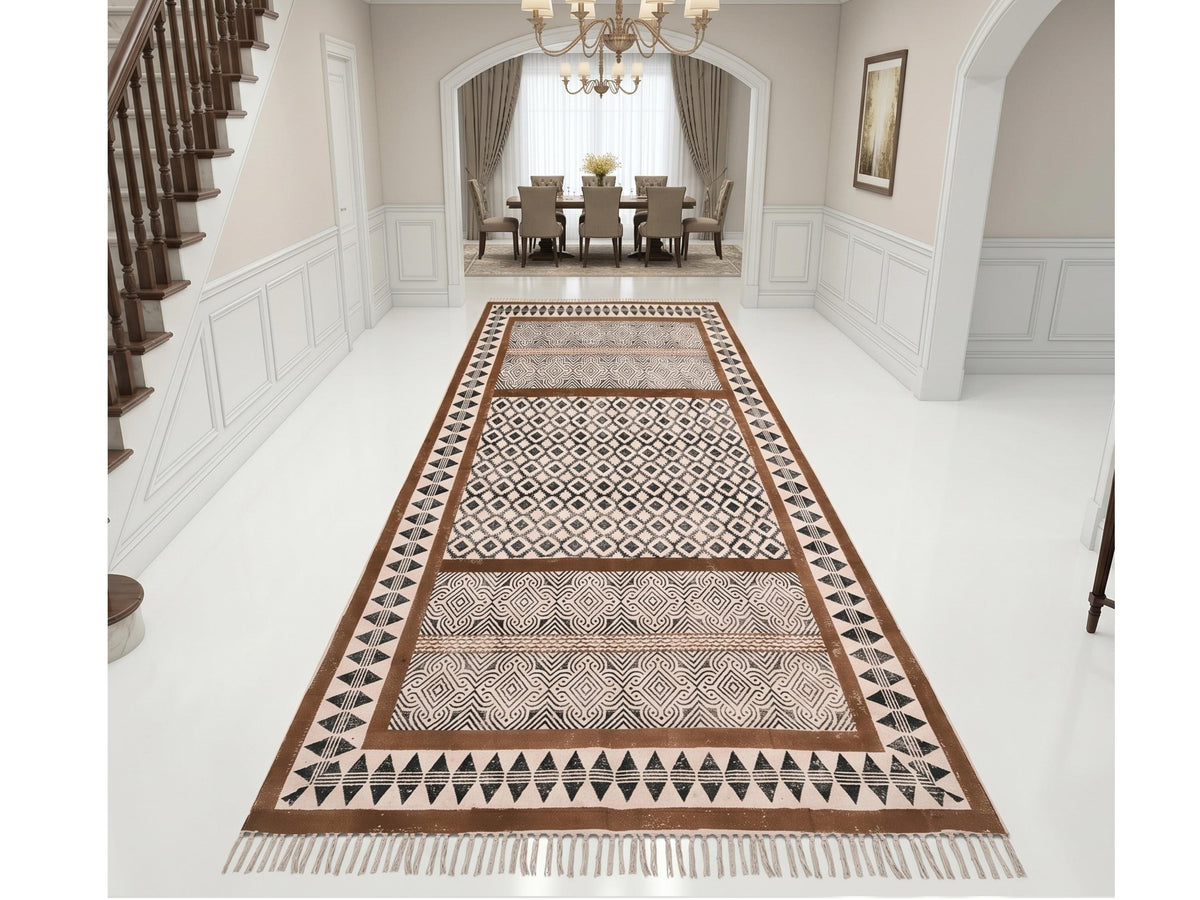 Washable Cotton Rug for Living Room, Dining Room Machine Washable Area Rug, Custom Size Cotton Carpet, Large Cotton Kitchen
