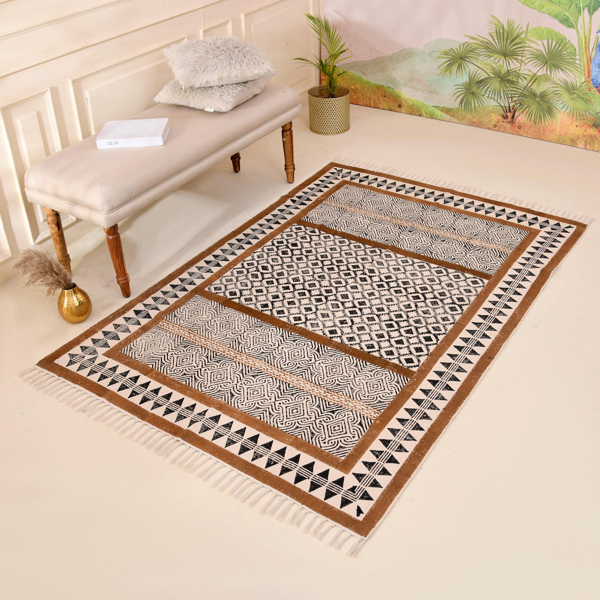 Washable Cotton Rug for Living Room, Dining Room Machine Washable Area Rug, Custom Size Cotton Carpet, Large Cotton Kitchen