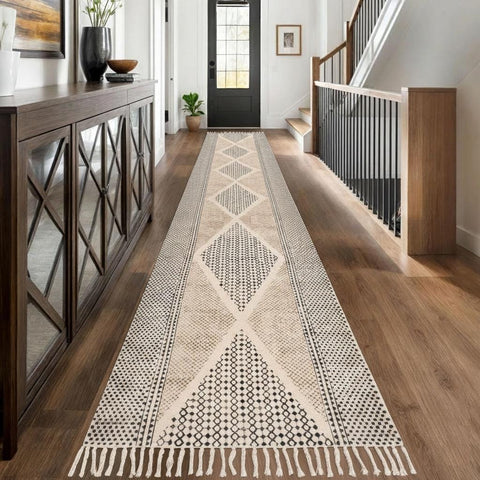 Long Washable Hallway Runner Soft Cotton Runner Rug Washable Non Slip Extra Long Hallway Rug, Cotton Carpet for Entryway,