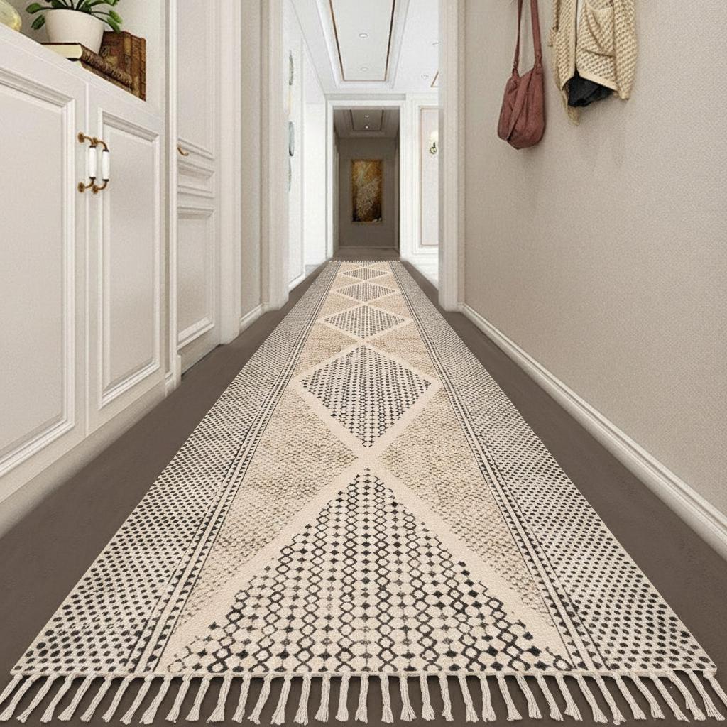 Long Washable Hallway Runner Soft Cotton Runner Rug Washable Non Slip Extra Long Hallway Rug, Cotton Carpet for Entryway,