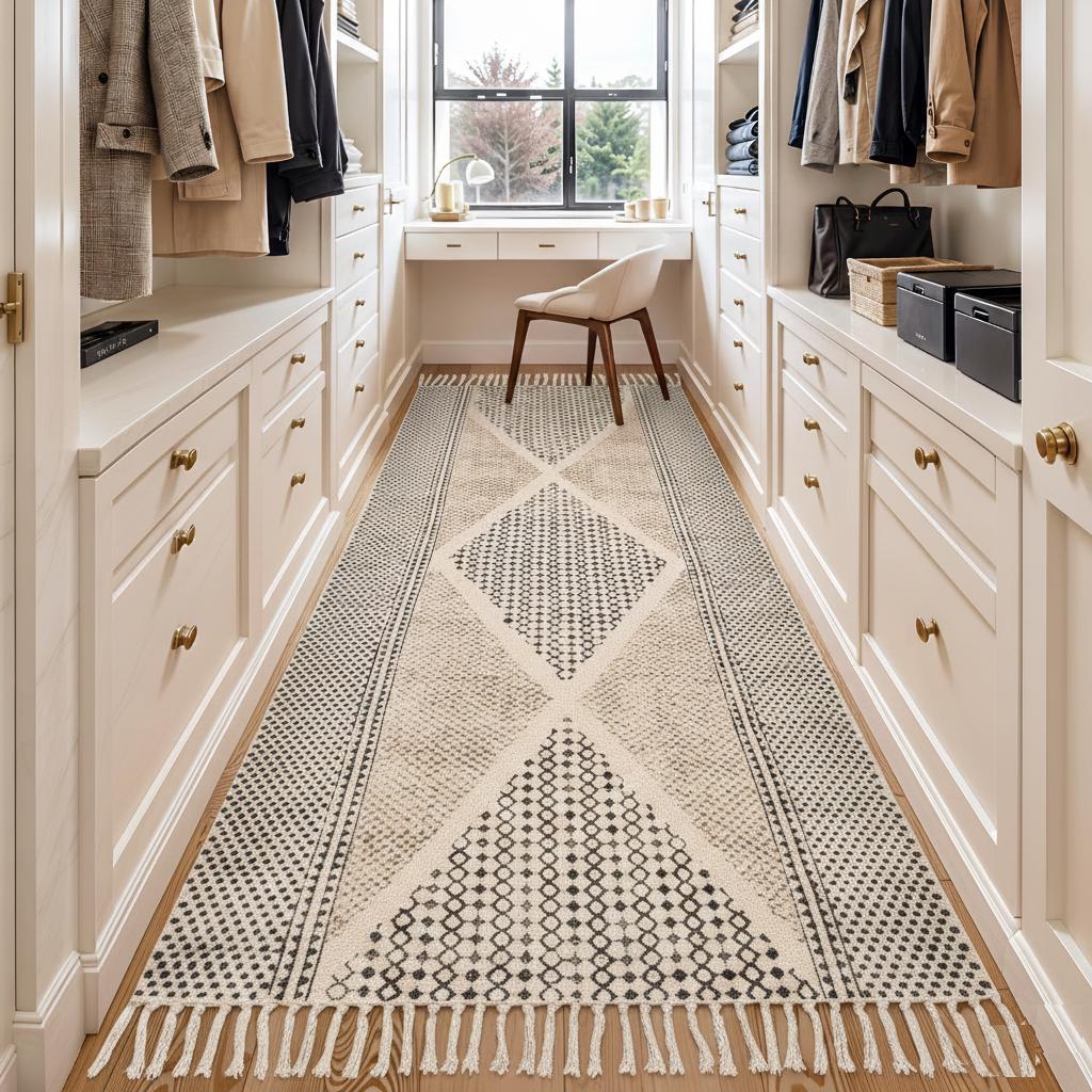 Long Washable Hallway Runner Soft Cotton Runner Rug Washable Non Slip Extra Long Hallway Rug, Cotton Carpet for Entryway,