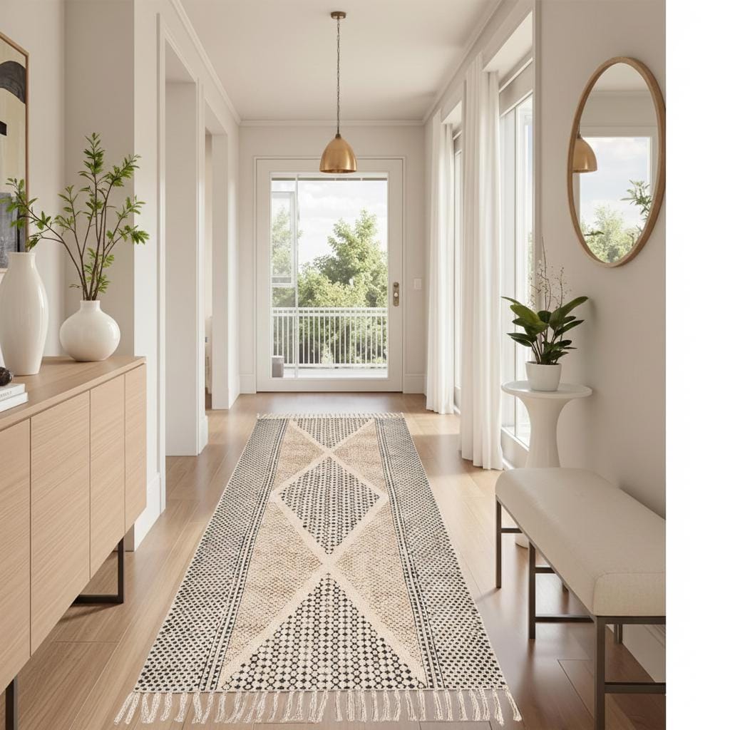 Long Washable Hallway Runner Soft Cotton Runner Rug Washable Non Slip Extra Long Hallway Rug, Cotton Carpet for Entryway,