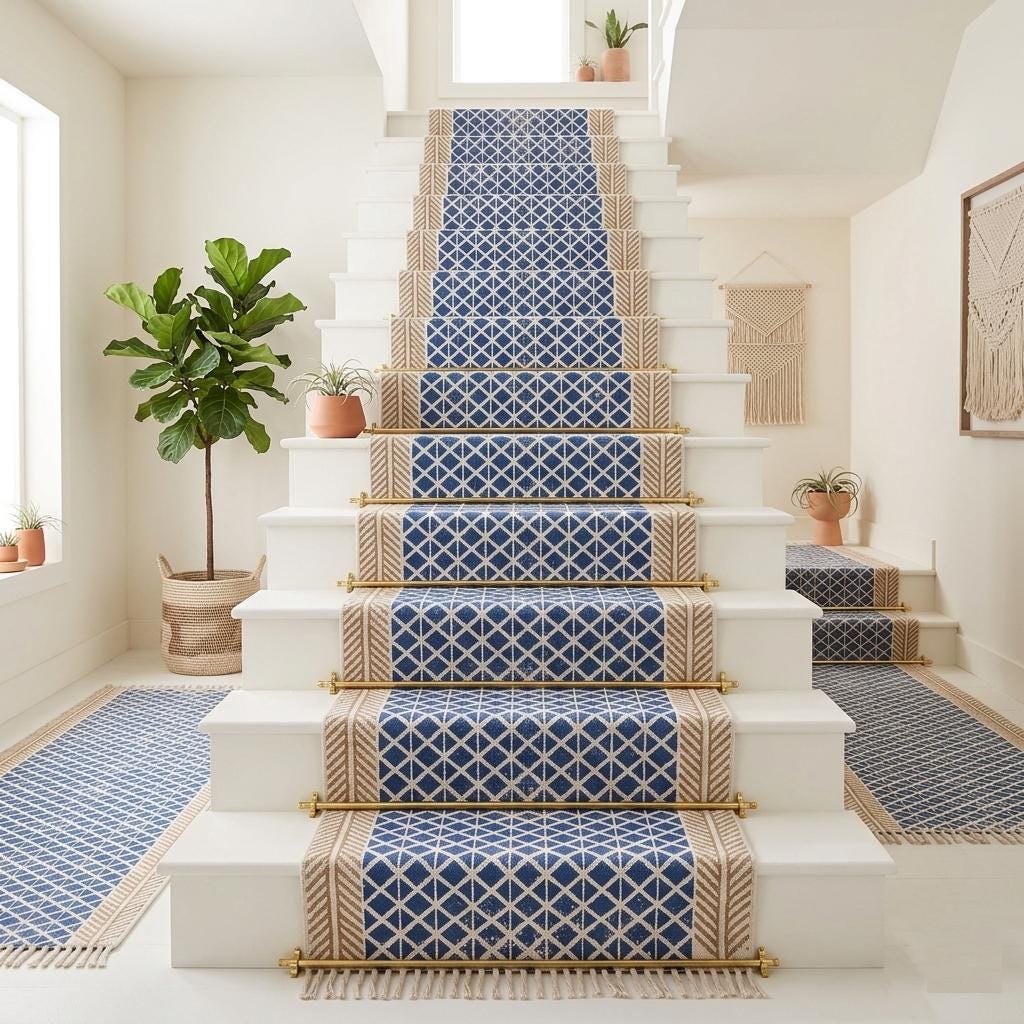 Soft Cotton Traploper Stair Runner Washable Stair Runner Cotton Carpet Runner for Stairs Hallway Runner Rug Custom Stair