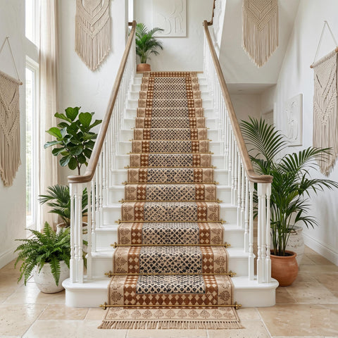 Boho Cotton Stair Runner Non Slip Washable Stair Runner Soft Cotton Carpet Runner for Stairs Hallway Runner Rug Custom Stair