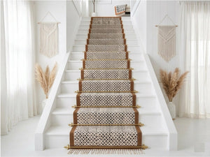 Washable Cotton Stairs runner Custom Size Traploper Stair Treads Rug Non Slip Cotton Runner Rug Carpet Hallway Rug Extra