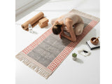 Boho Organic Cotton Yoga Mat - Natural, Hand Weaved and Fair Trade - Yoga, Exercise, Workout, Fitness Rug - Absorbent, Soft