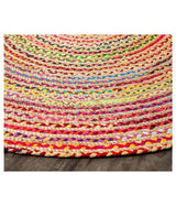 Beige Blue Jute Braided Round Rugfor Living Room – Meditation handmade by LoomifyHome