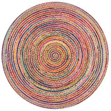 Beige Blue Jute Braided Round Rugfor Living Room – Meditation handmade by LoomifyHome
