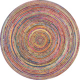 Beige Blue Jute Braided Round Rugfor Living Room – Meditation handmade by LoomifyHome