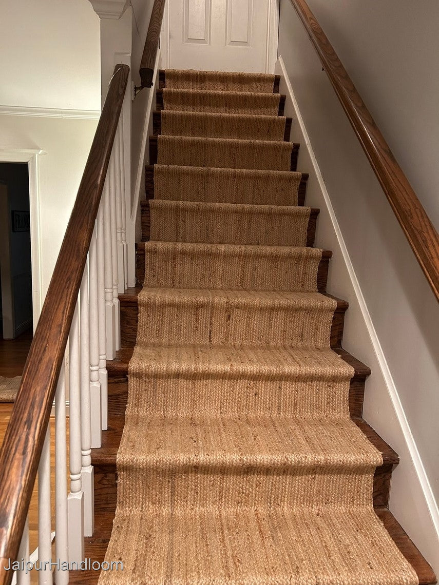 Beige Jute Braided Stair Runnerfor Living Room – 72 x 108 handmade by LoomifyHome
