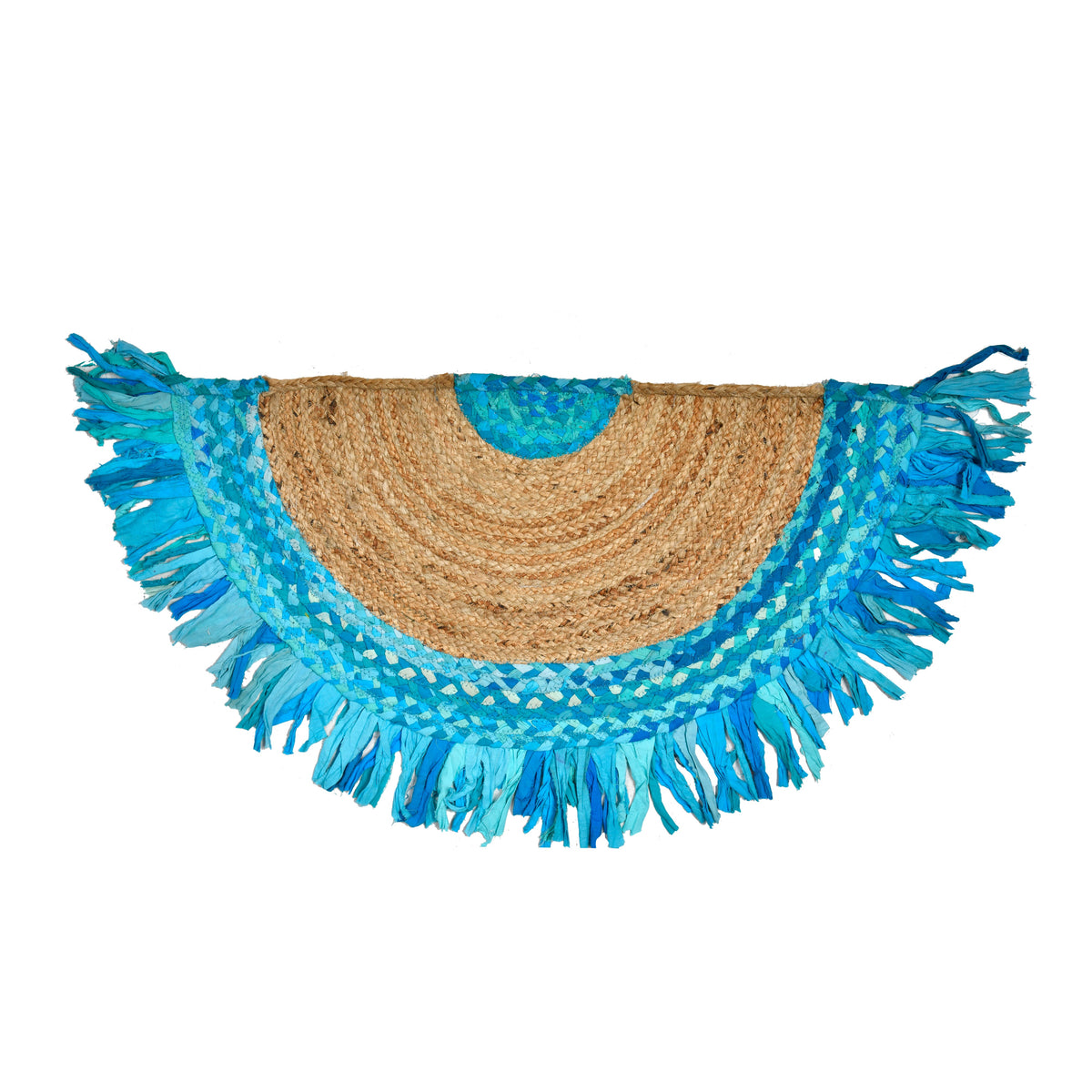 White Beige Jute Braided Half Moon Doormatfor Living Room – Half Moon handmade by LoomifyHome