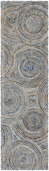 Beige Blue Jute Braided Runner Rugfor Living Room – 24 x 72 handmade by LoomifyHome