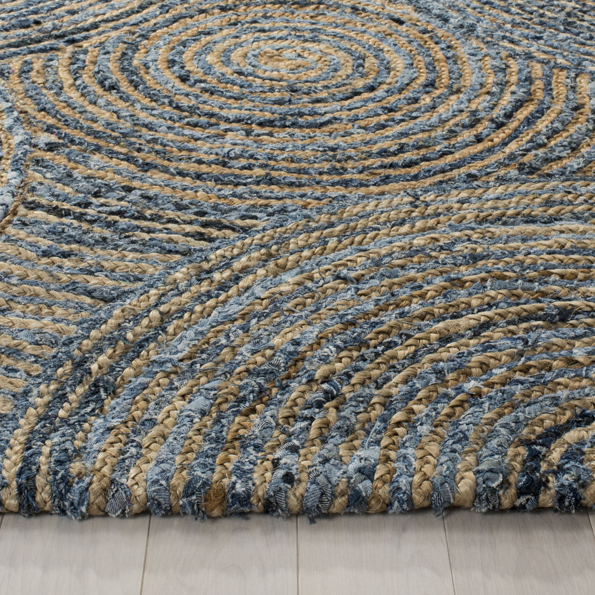 Beige Blue Jute Braided Runner Rugfor Living Room – 24 x 72 handmade by LoomifyHome