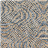 Beige Blue Jute Braided Runner Rugfor Living Room – 24 x 72 handmade by LoomifyHome