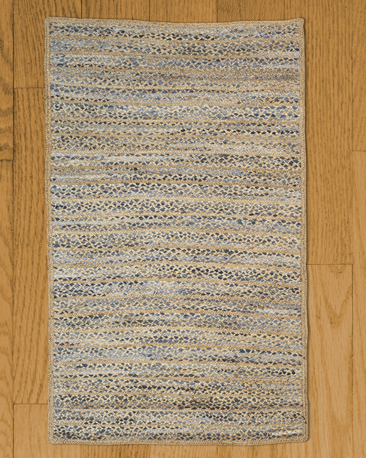 Beige Blue Jute Braided Oval Rugfor Living Room – Bohemian handmade by LoomifyHome