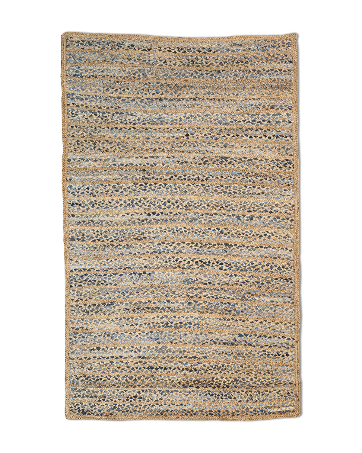 Beige Blue Jute Braided Oval Rugfor Living Room – Bohemian handmade by LoomifyHome