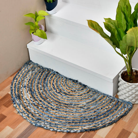 White Beige Jute Braided Half Moon Doormatfor Living Room – Everyday Design handmade by LoomifyHome