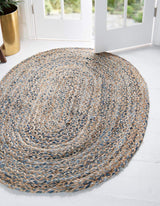 Blue Multicolor Jute Braided Oval Rugfor Living Room – 36 x 48 handmade by LoomifyHome